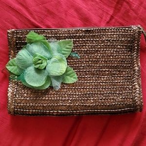 Brown Woven Clutch